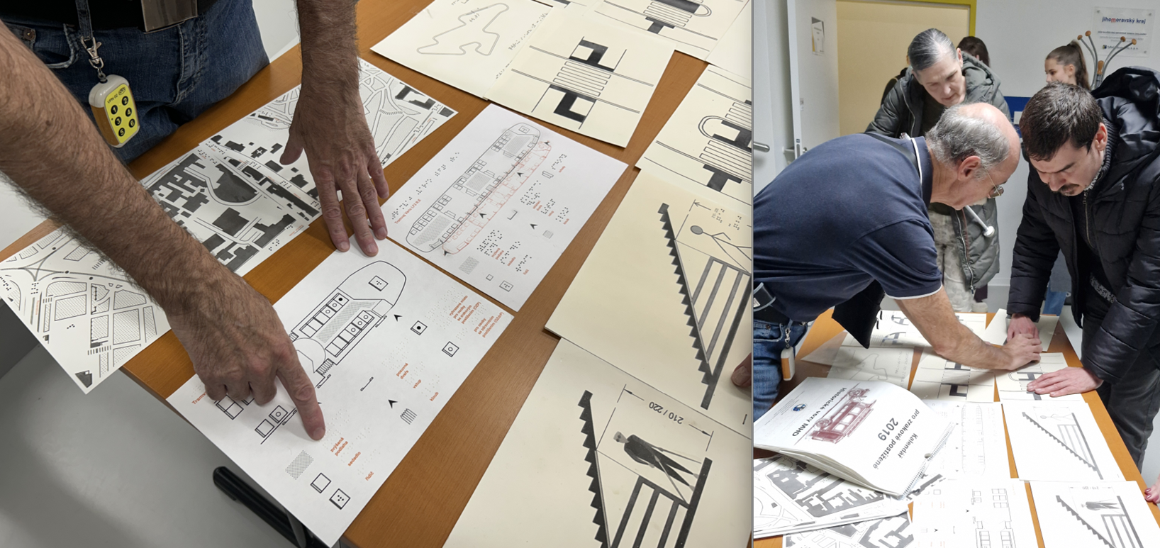 Hmatové plánky patří také do nezbytné „výbavy“ poznání nevidomých. V akci Josef Konečný.